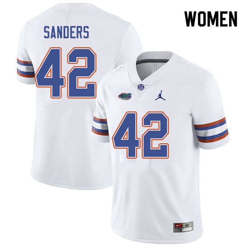 NCAA Florida Gators Umstead Sanders Women's #42 Jordan Brand White Stitched Authentic College Football Jersey JWS4664KV